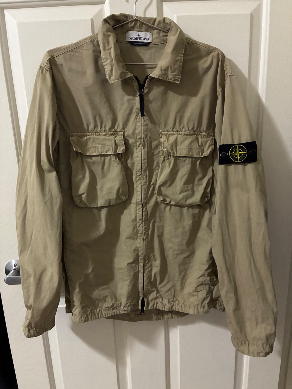 LNWOT AUTH STONE ISLAND BEIGE DOUBLE ZIP OVERSHIRT (SIZE XL)