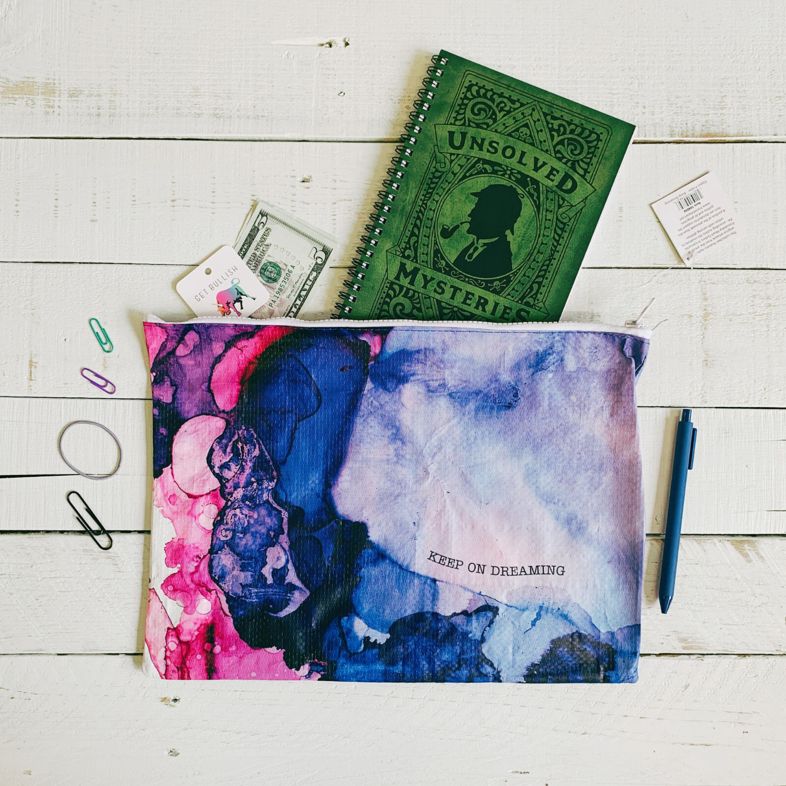 BlueQ and Primitives by Kathy Funny Jumbo Pouch | Perfect for magazines, papers