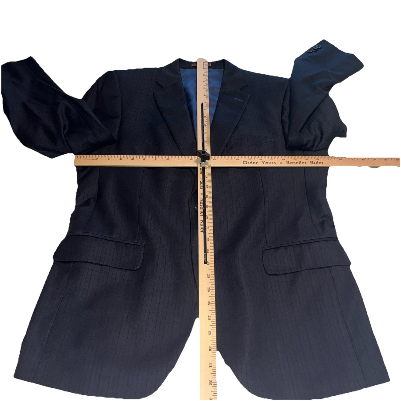 Peter Millar Blazer Men’s 42R Blue Wool 2 Btn Patch Pocket Double Vent Half Line