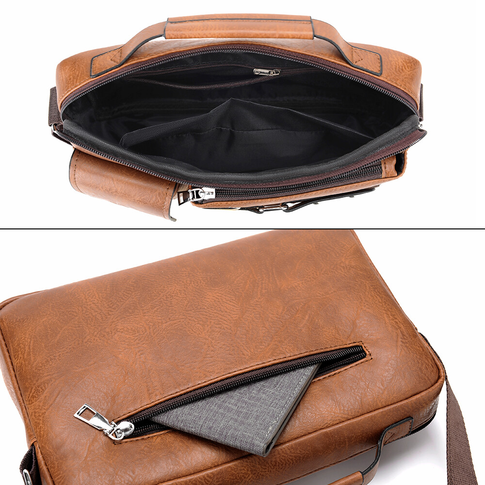 Men Messenger Bag Vintage Leather Briefcase Laptop Bag Satchel Shoulder Bag
