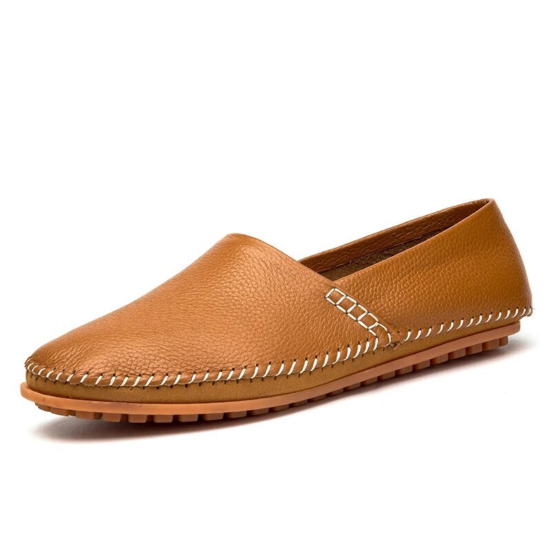 Genuine Leather Men Casual Shoes Lightweight Loafers Slip on Flats Driving Shoes