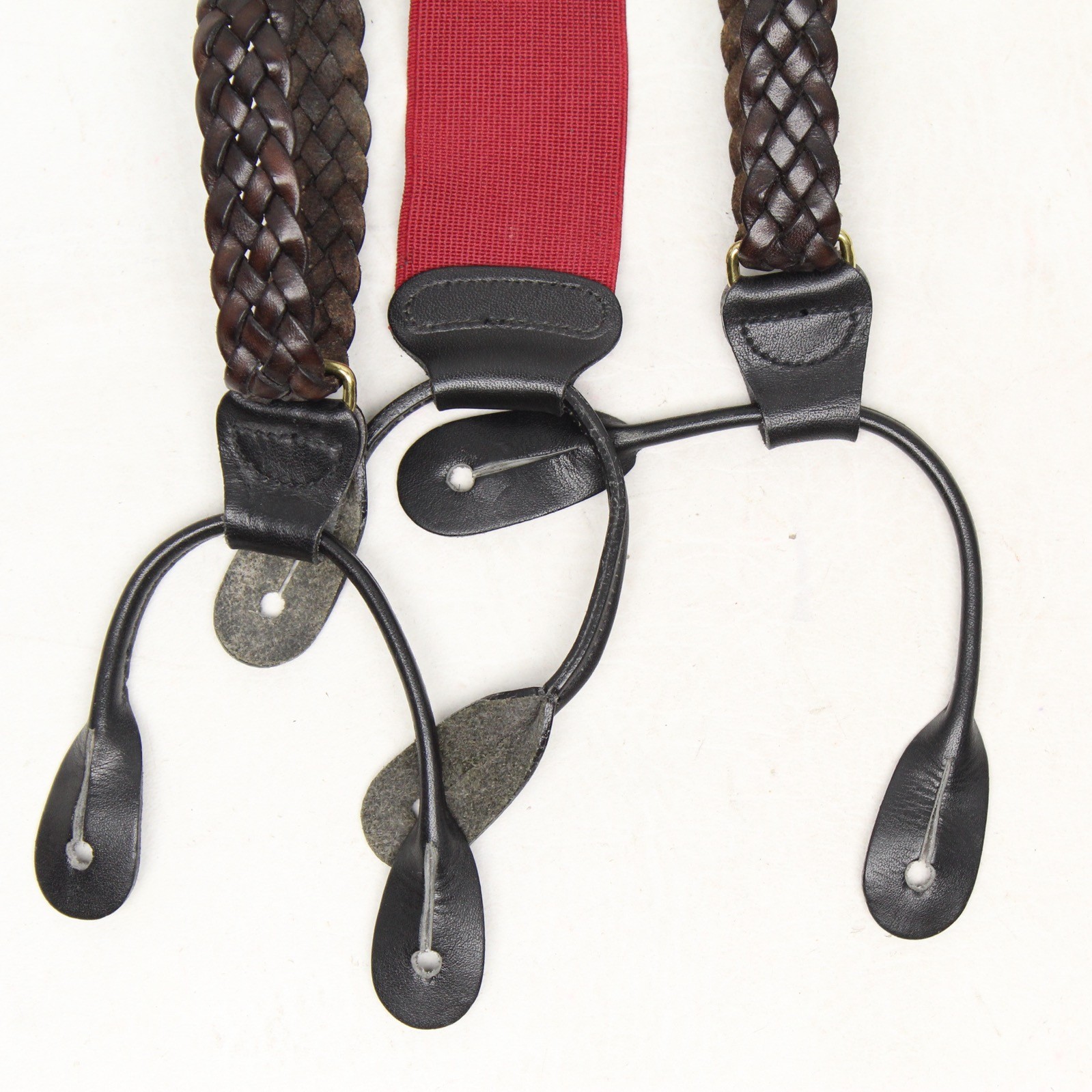 Trafalgar Braided Plaited Braces Suspenders Mens Dark Brown Thin Strap