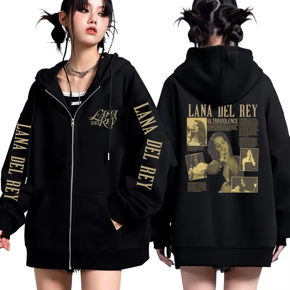 Del Rey Zip up Hoodie Ultraviolence Music Album Hooded Sweatshirt Men Women Fas