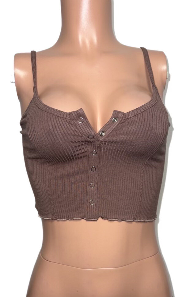 Y2K Style Cocoa Knit snap down cami crop top New Love Tree active top fairycore