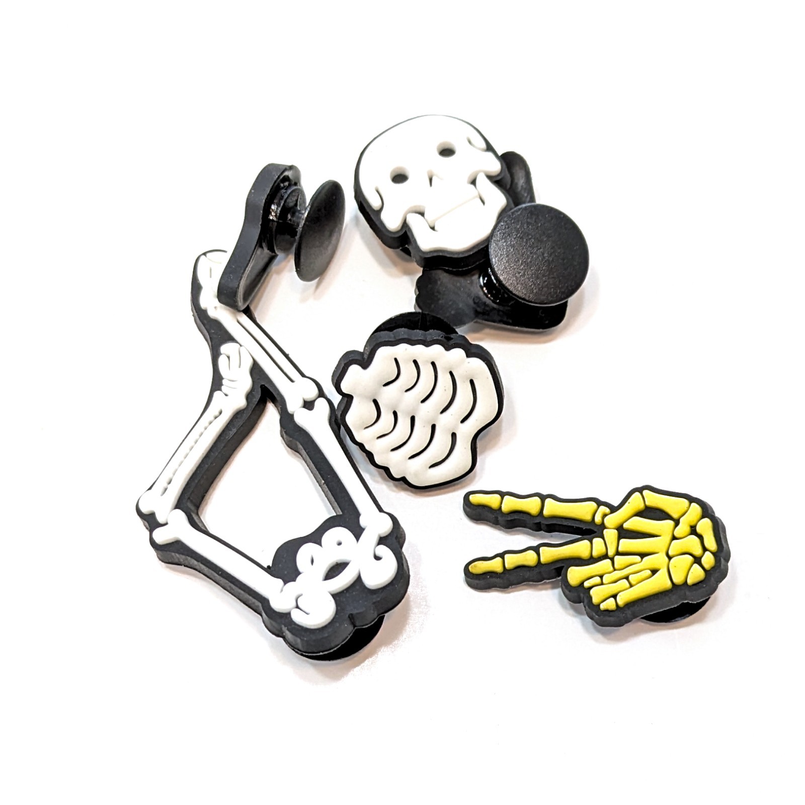 SKELETON SHOE CHARMS (Pack of 6) Fun Set Halloween/All Occasions (Fits Crocs)