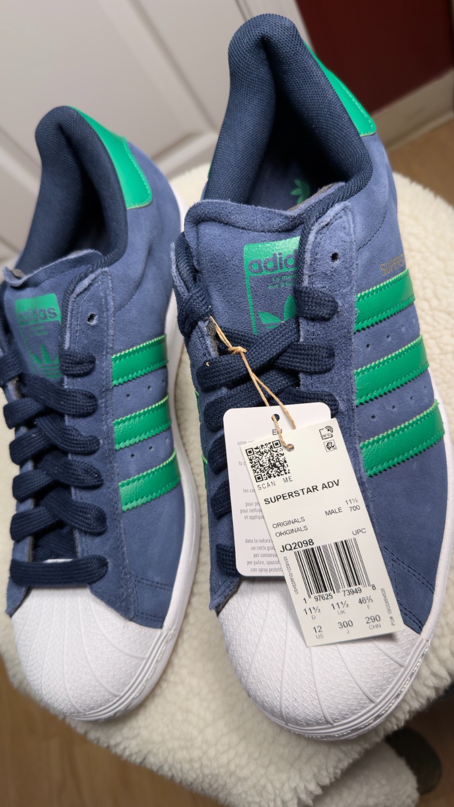 NEW adidas Superstar Adv Men’s US 12 Collegiate Navy / Green Originals JQ2098