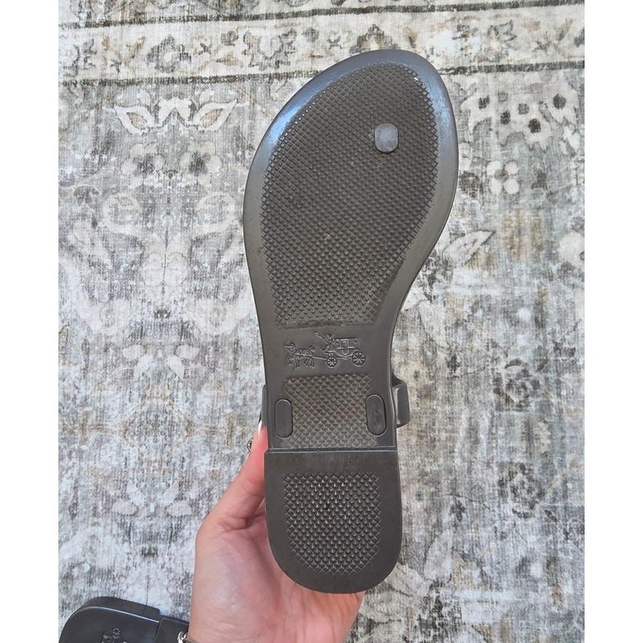 Coach Plato Silver Smoky Gray Jelly Sandal sz 7B Minimalist Casual Summer Basic