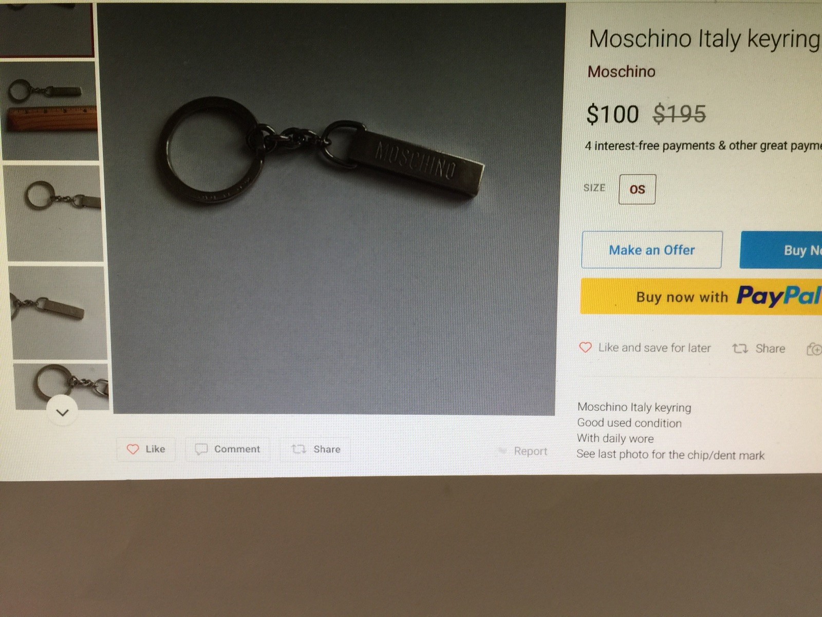 Vintage Moschino Numbered Redwall Keychain