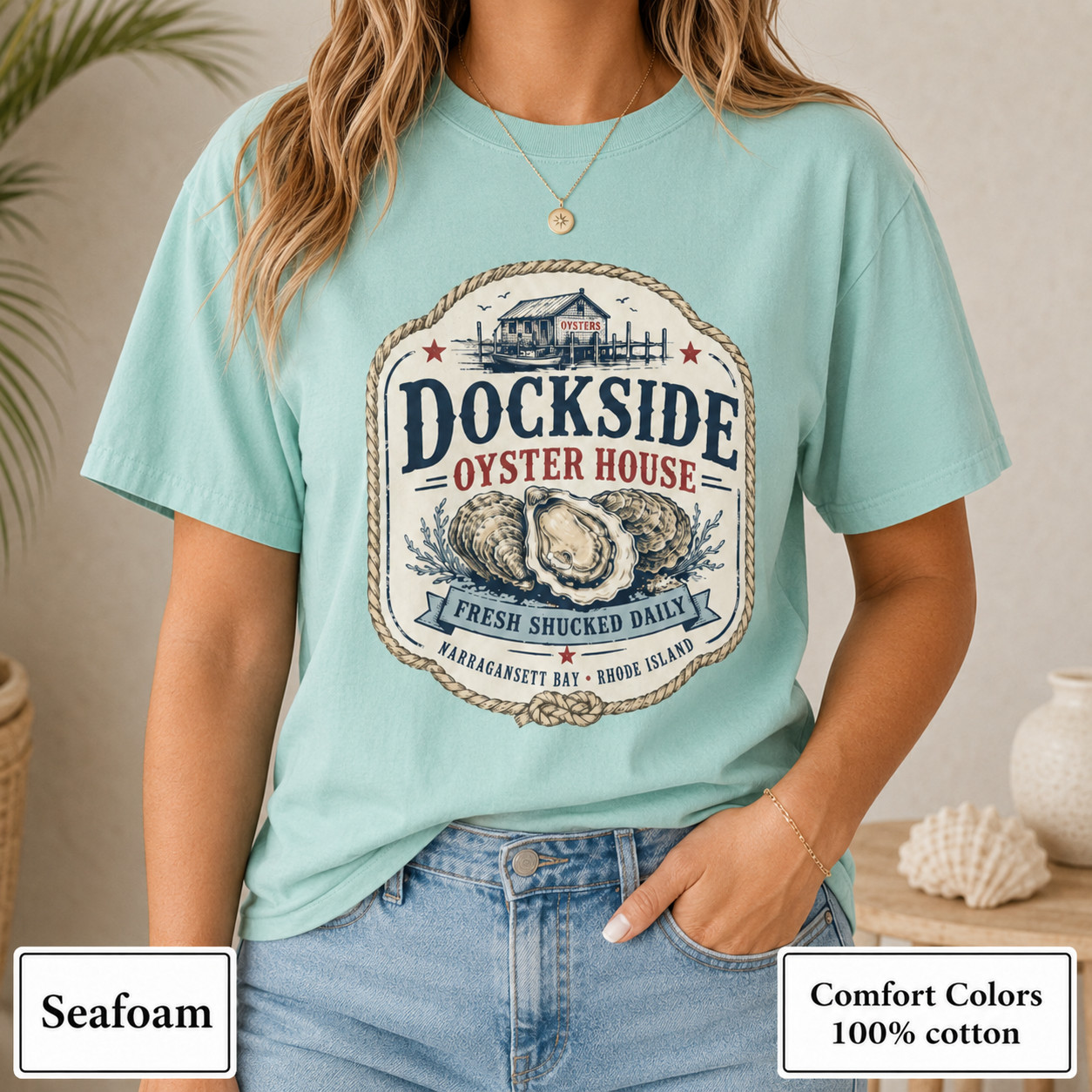 Dockside Oyster House Shirt, Coastal Comfort Colors Rhode Island Tee