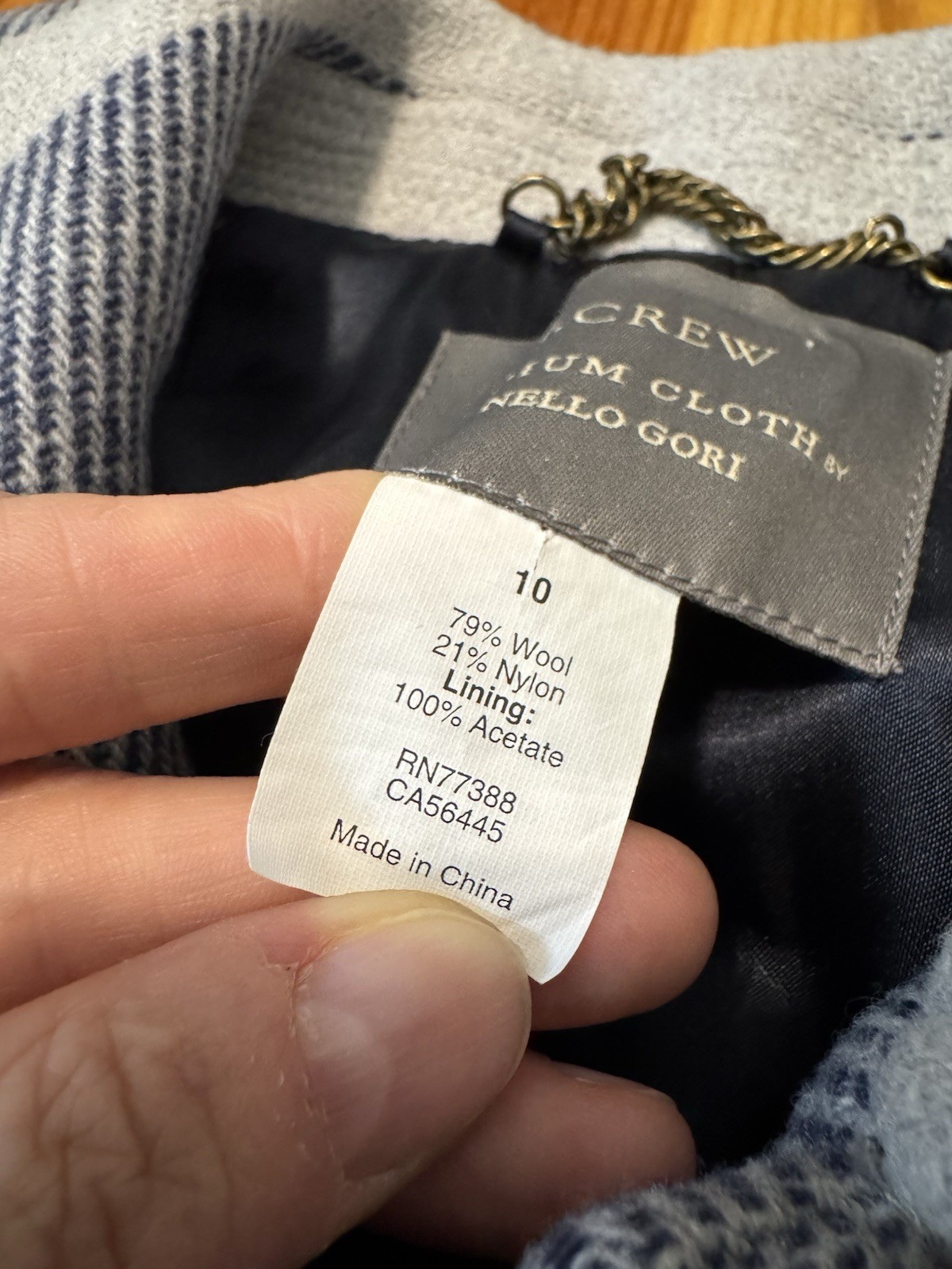 J.Crew Stadium Cloth Italian Nello Gori Wool Striped Wool Blend Coat Women’s 10