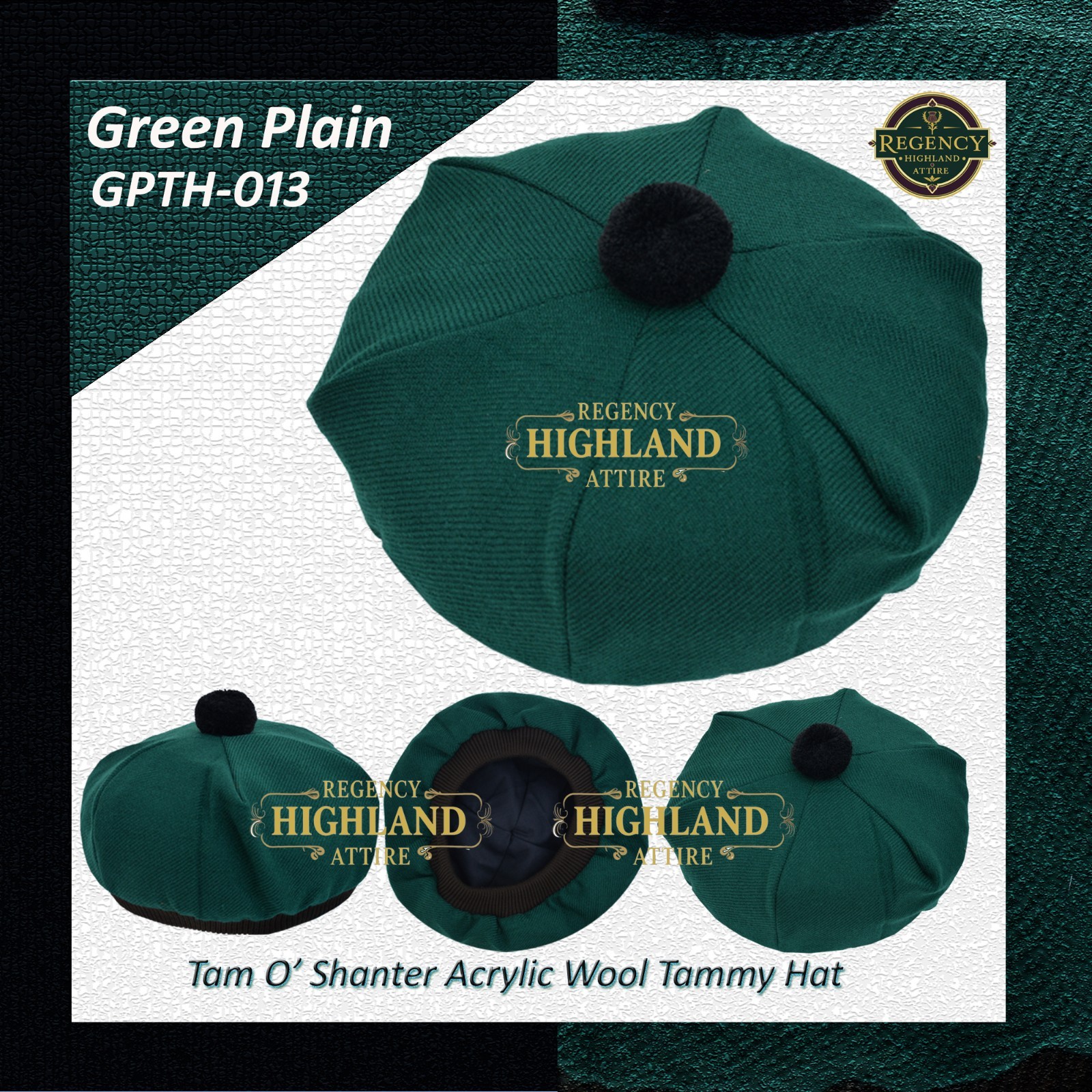 Unisex Great Scottish Highland Tam O Shanter Hat Made of Acrylic Wool Tartan.