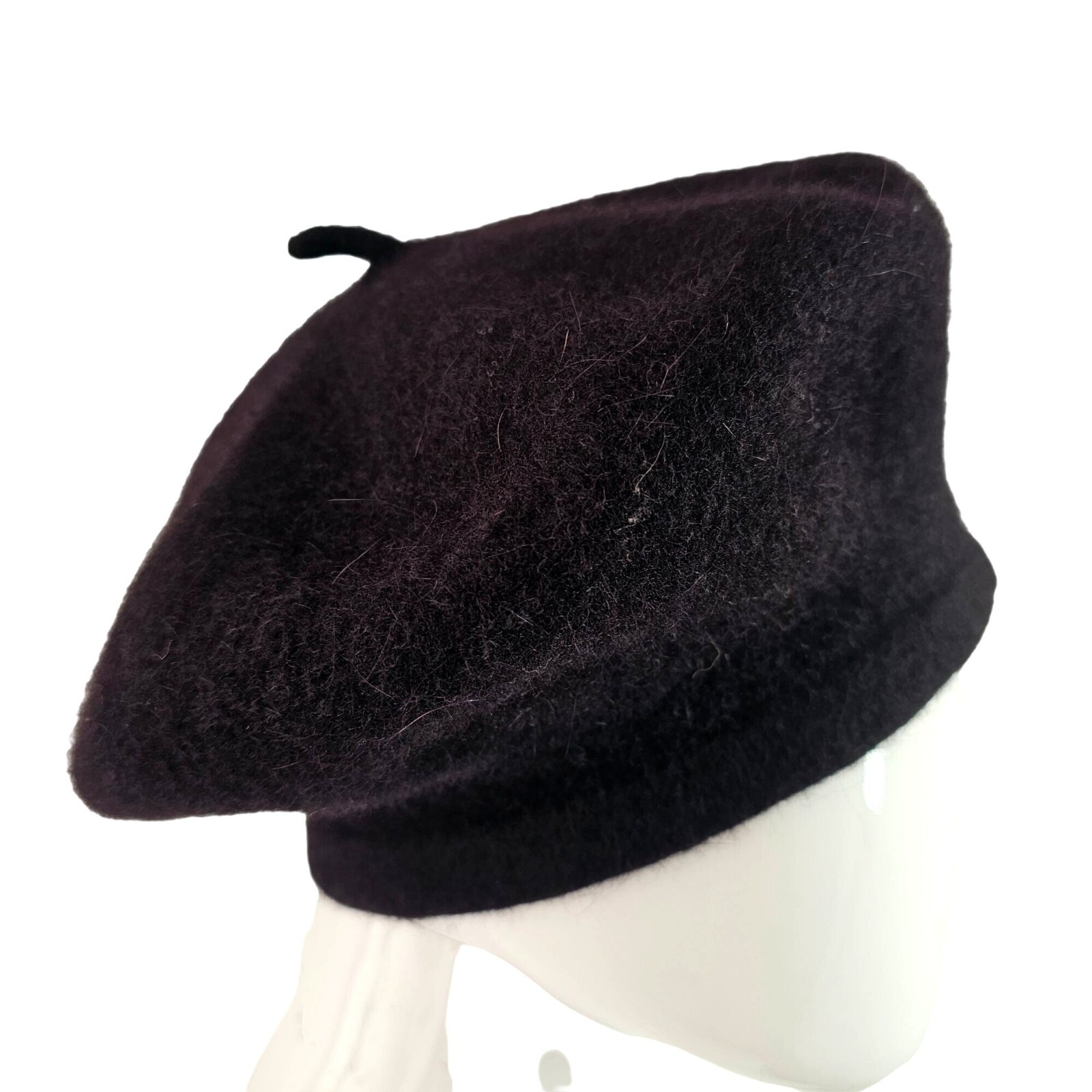 Black Wool Berret Hat Traditional Classic French Style Head Band 10.25″D