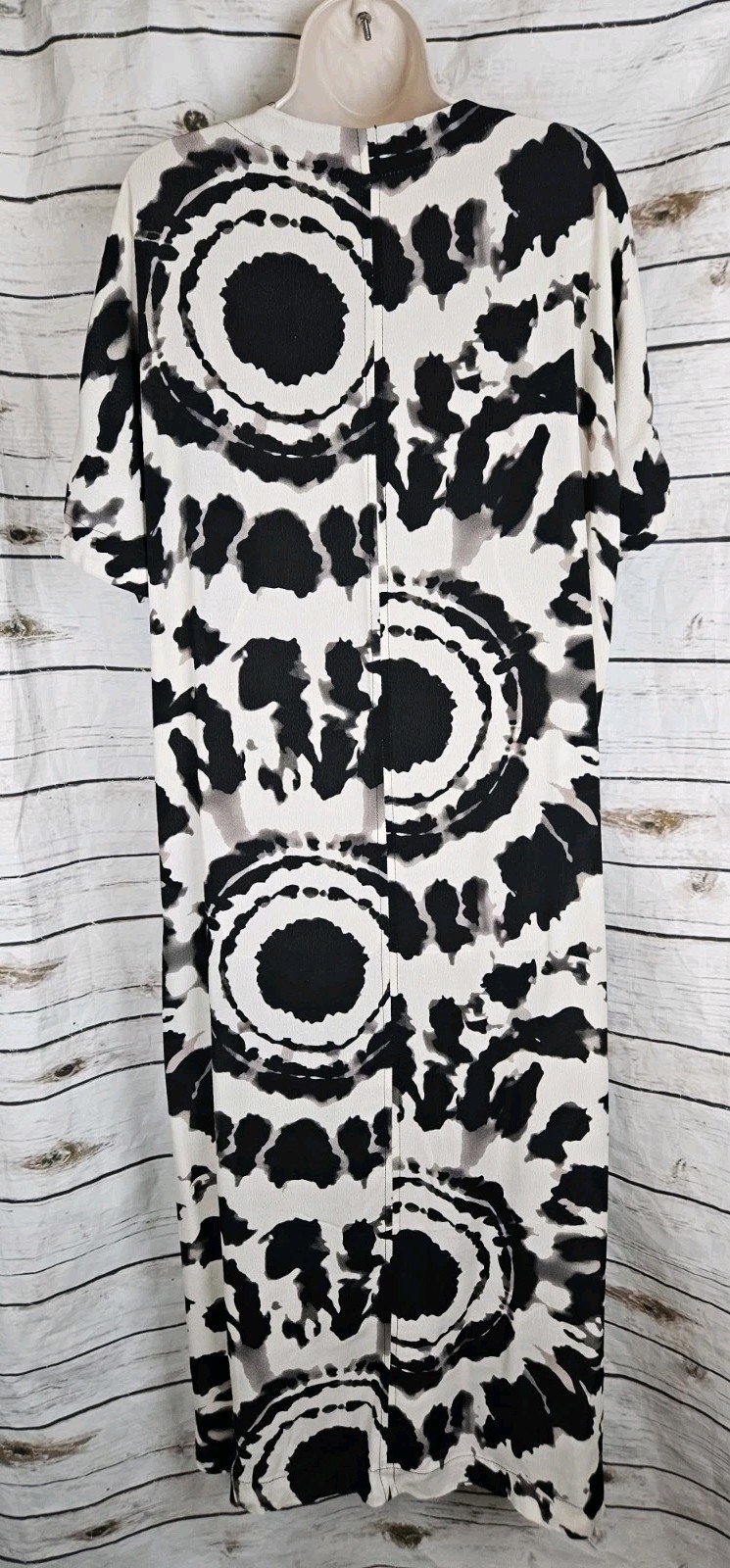 Alembika Black Abstract Floral Dress 2 Medium Midi Viscose Lagenlook