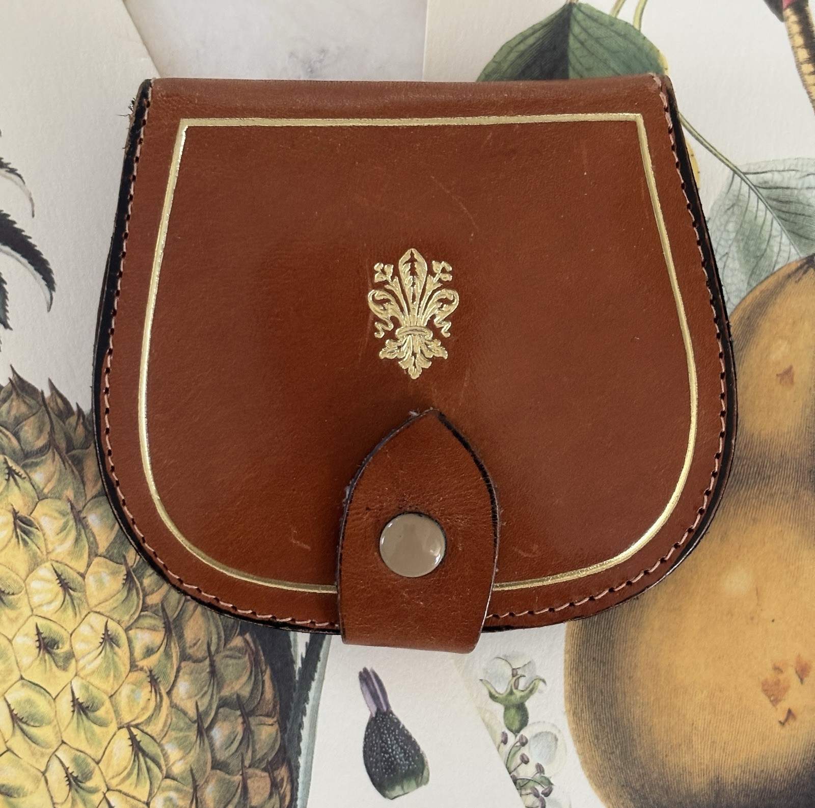 Vintage Florentine Leather Hand Tooled Tacco Coin And Jewelry Holder Pouch Brown