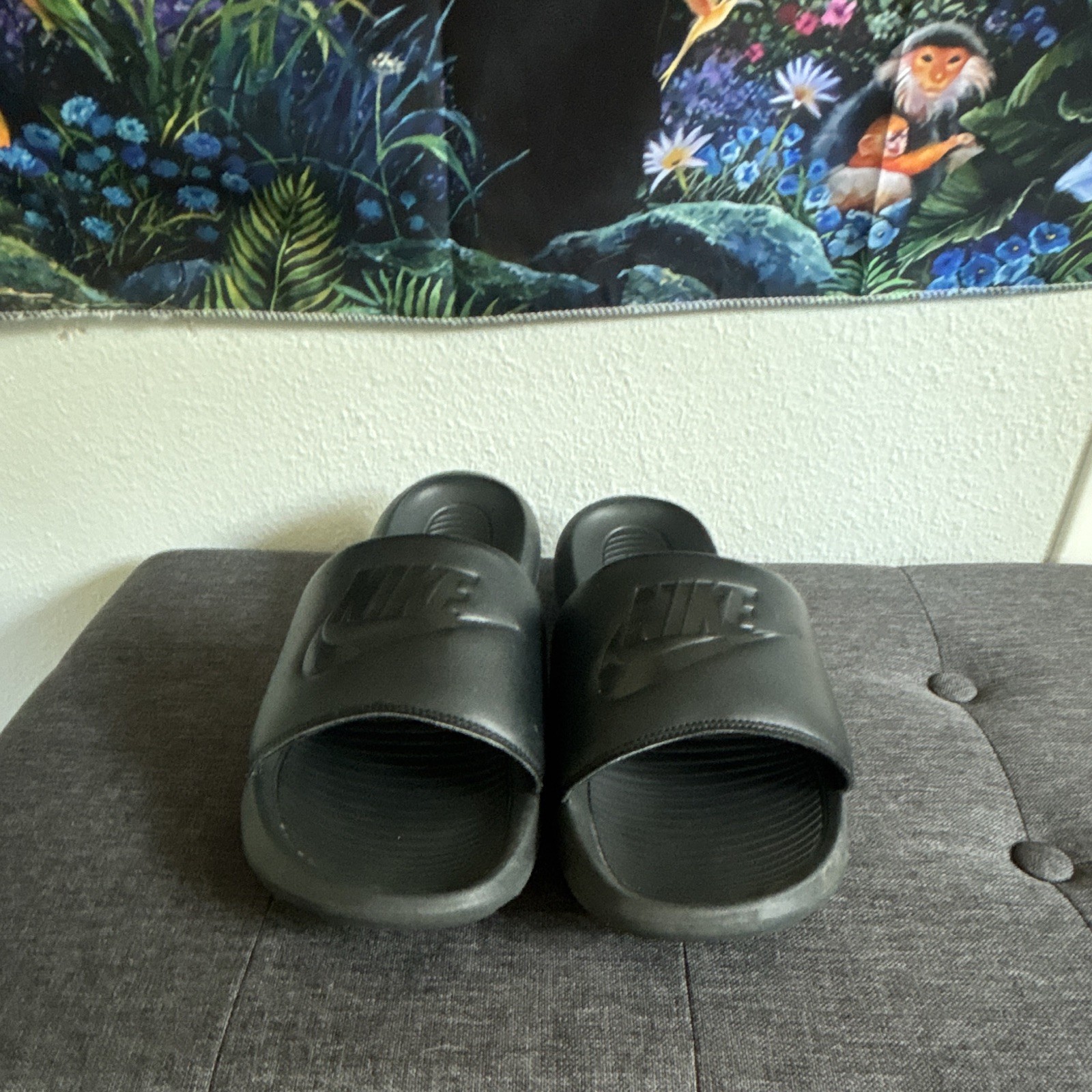 Nike Men’s Slide Sandals US 14 Black Slip-On Rubber Upper Logo