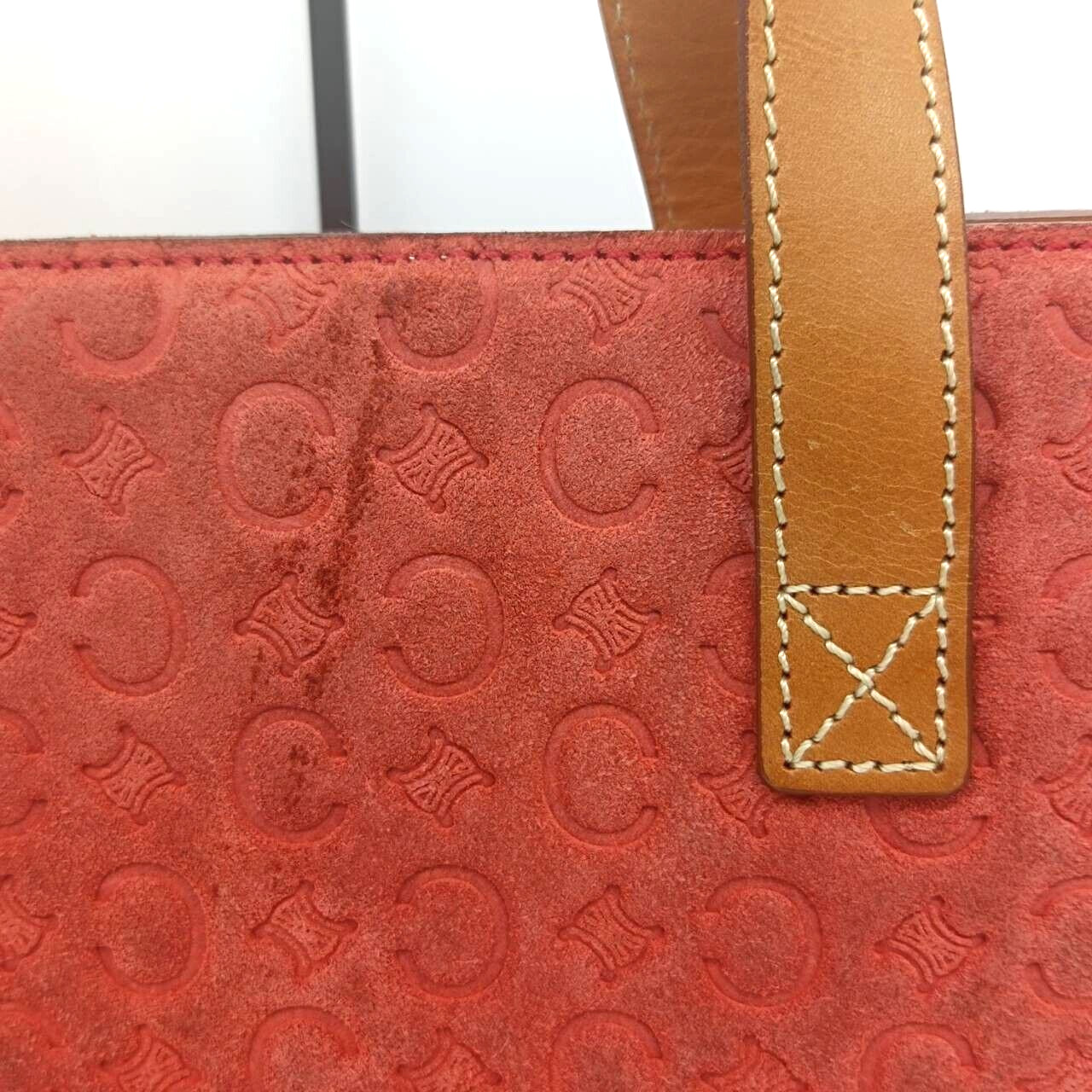 CELINE tote bag hand bag suede Macadam W 22cm/8.6in H 23cm/9.05in D 7cm/2.8in