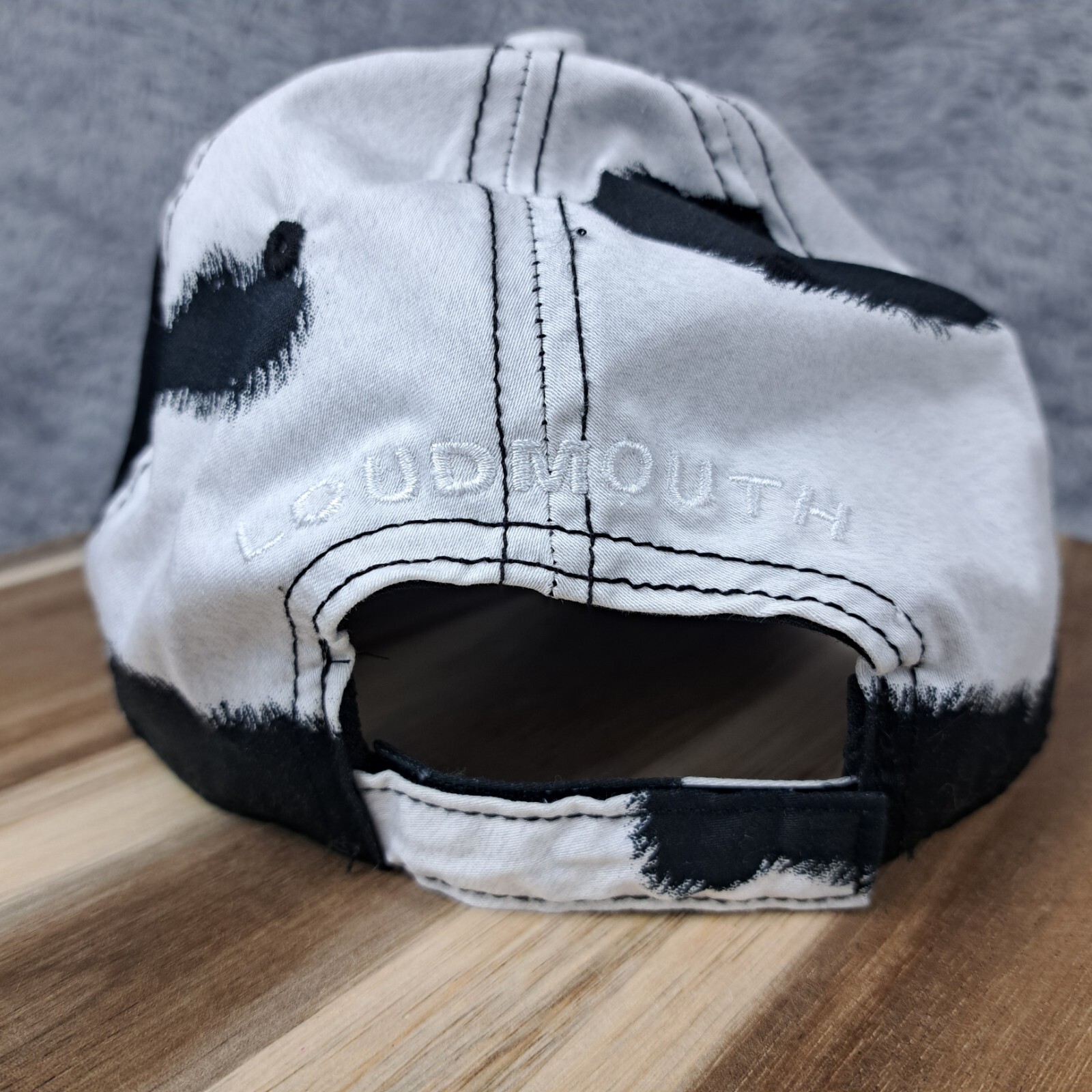 Loudmouth Golf Hat Cap Strap Back Black White All Over Cow Print Golfer Athletic