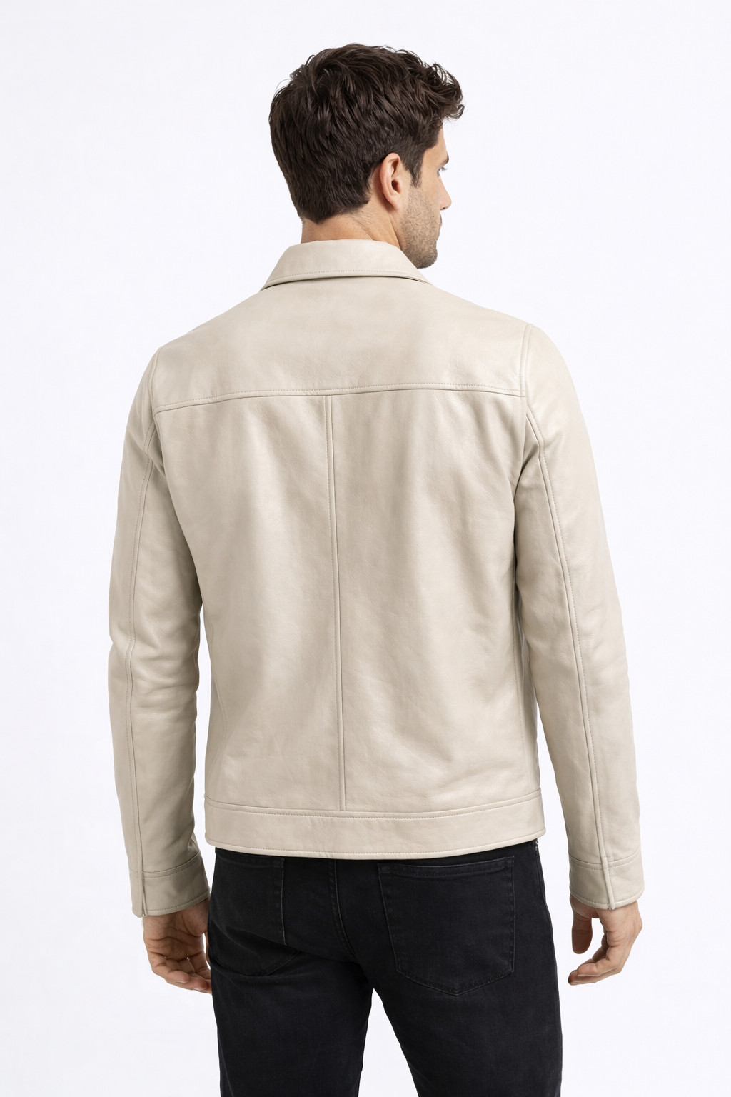 Men’s Genuine Leather Jacket Classic Zip Up Casual Biker Bomber Outerwear Coat