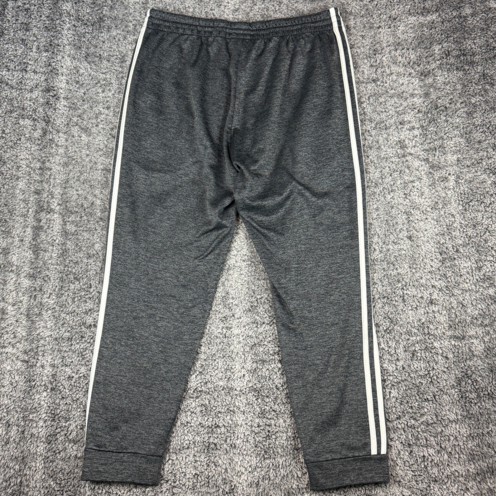 Adidas Men’s Large W34 L27 Charcoal Gray Jogger Pants White Stripes Athletic