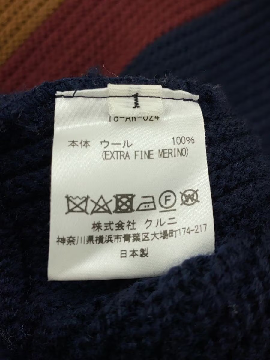 CULLNI Zip Turtleneck Knit Sweater (Thick) Size 1 Wool Navy 18-AW-024