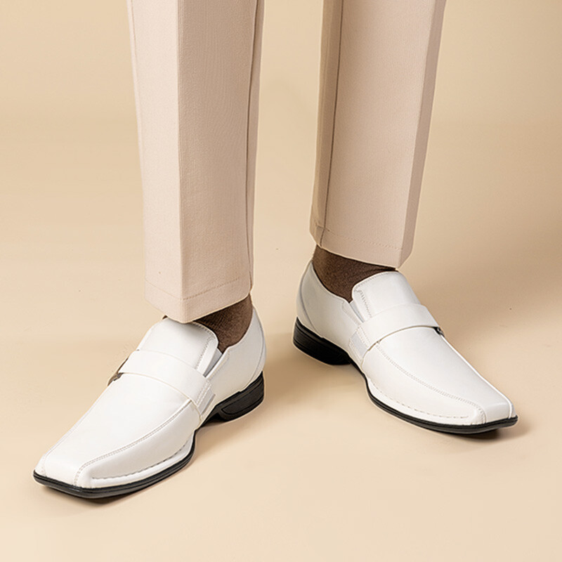 Men Dress Shoes Oxford Faux Leather Slip On Business Square Toe Loafer Shoes
