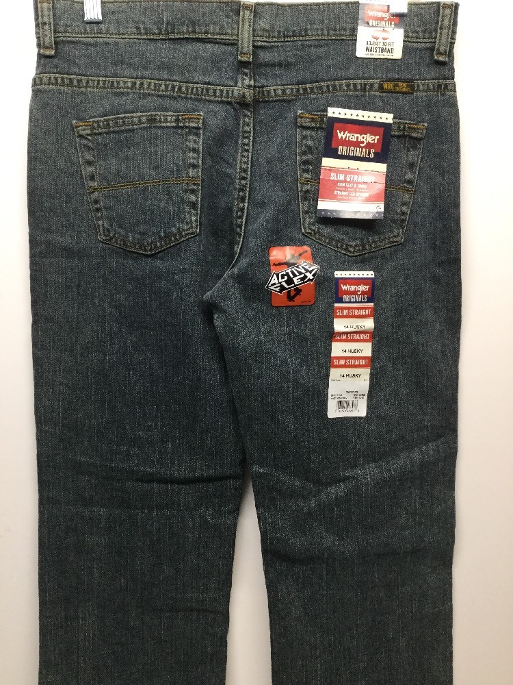 NWT Wrangler Slim Straight Adjustable Waistband Slim Straight Jeans Hazy Meadow