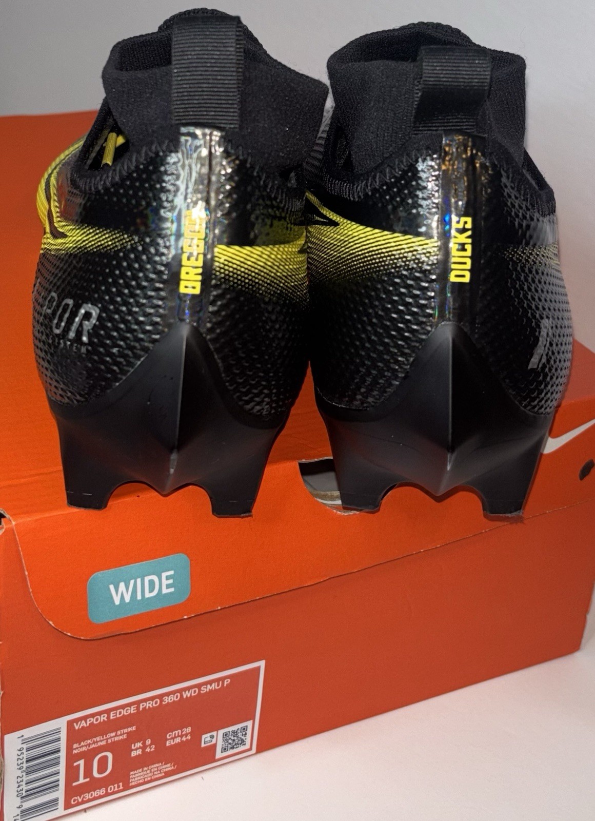 Nike Vapor Edge Pro 360 Oregon Ducks PLAYER EXCLUSIVE 10.5 WD Cleats CV3066-011