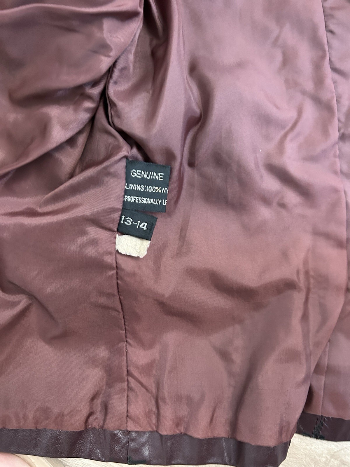 Winlit Brown Leather Blazer Jacket, Button Front Collared Lined, Size 13-14