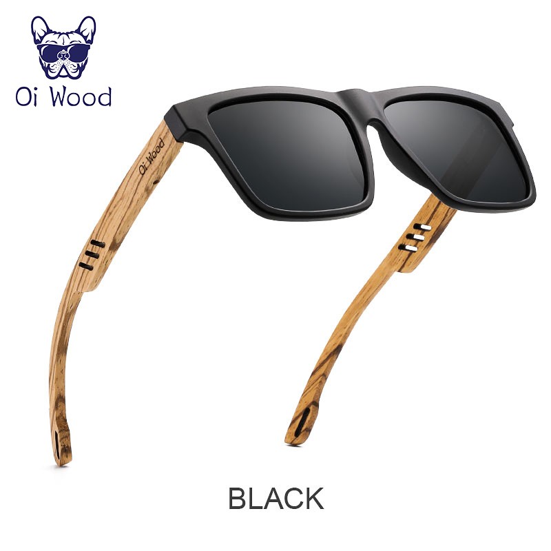 Oi Wood Polarized Square Sunglasses Men UV400 Mirror Sport Driving Glasses