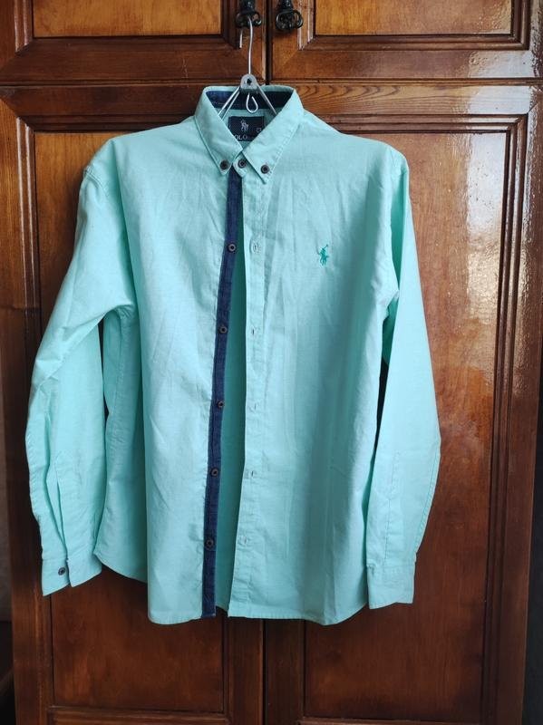 Men Polo by SH shirt turquoise cotton 42/XL/50
