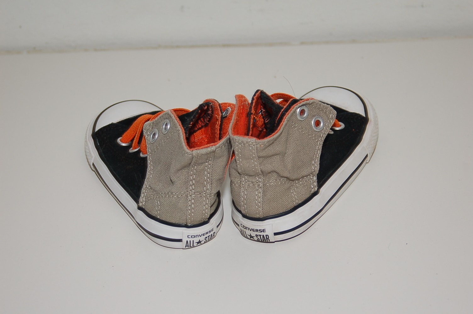 Converse All Star Black Orange Tan Tops Sneakers Shoes Size 6Y