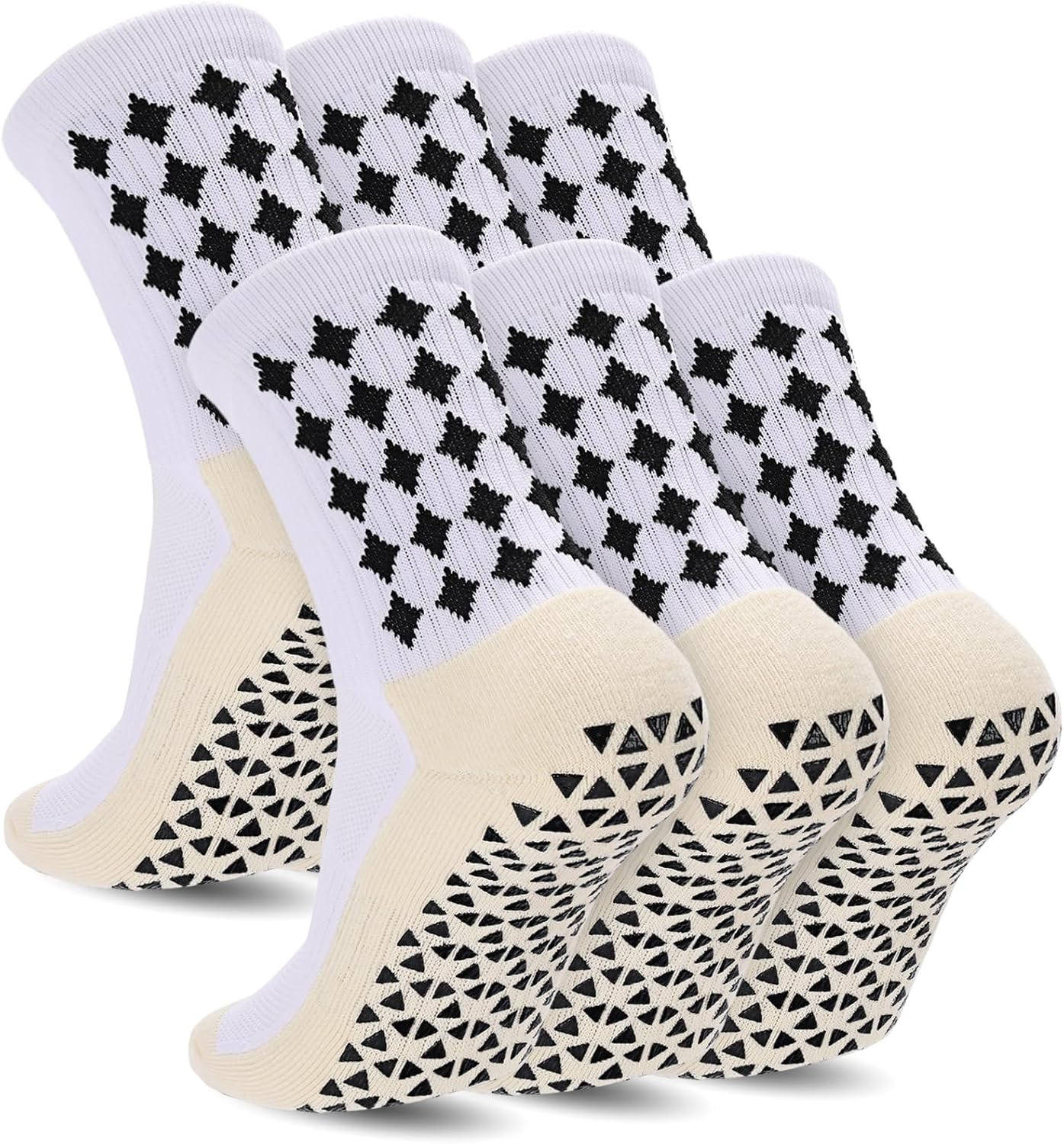 3/6 Pairs Grip Soccer Socks Men Women Non-Slip Sports Socks for Basketball Footb