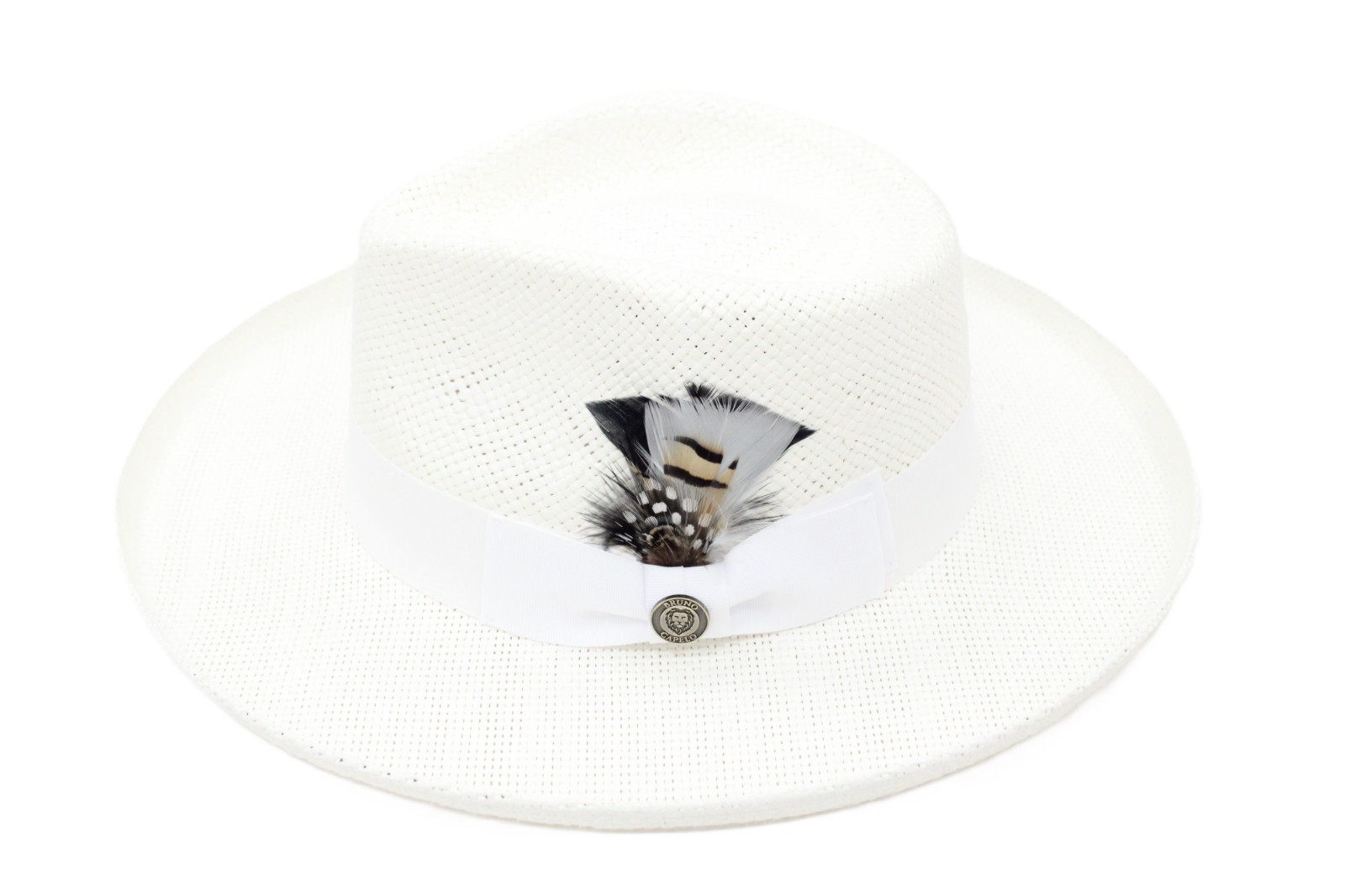 Bruno Capelo Mens White Wide Brim Straw Fedora Colonial CO-580