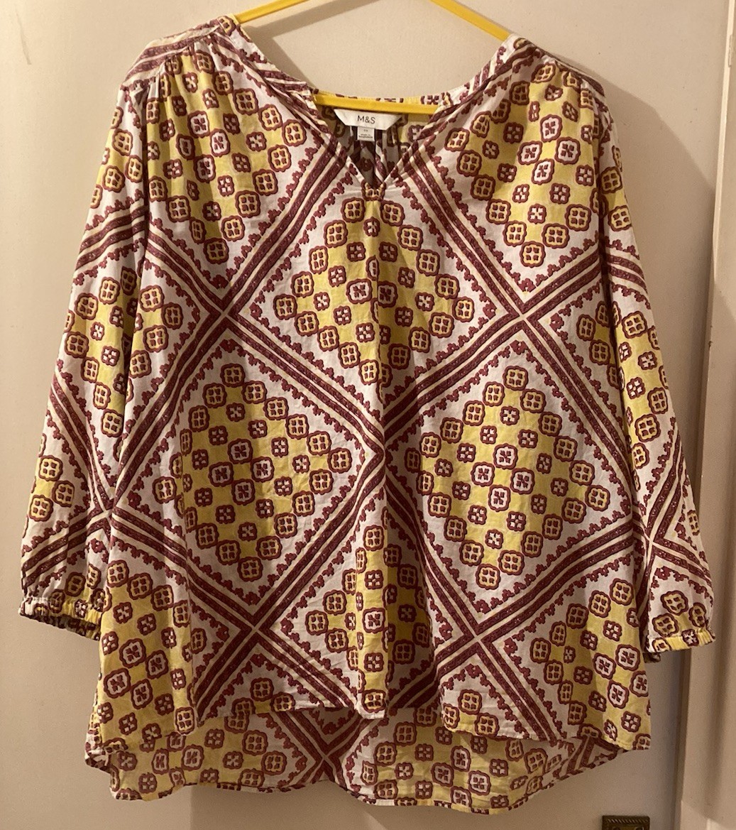 Woman’s Ladies M&S 3/4 Sleeve Tunic Blouse Top Size 22