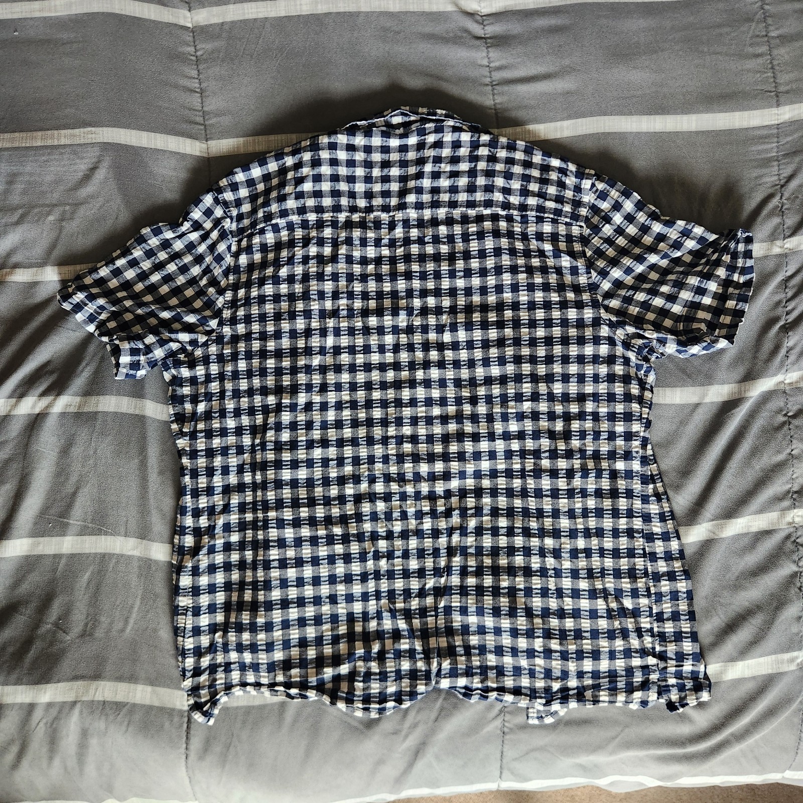 Goodfellow & Co Men’s Button-Up Shirt L Blue/White Check Short Sleeve Cotton