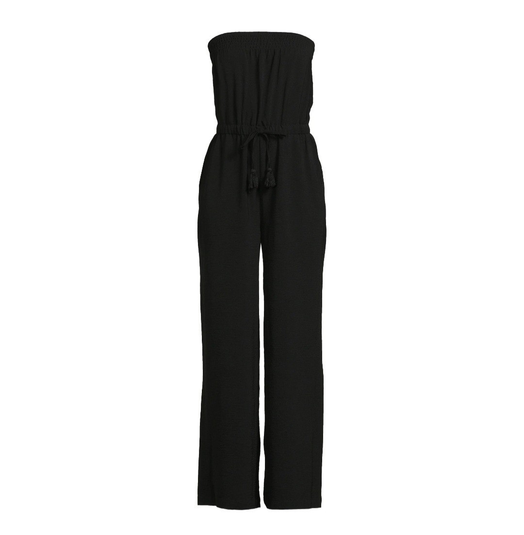No Boundaries Juniors’ Tube Jumpsuit, 29” Inseam, Size M 7-9 Black Soot