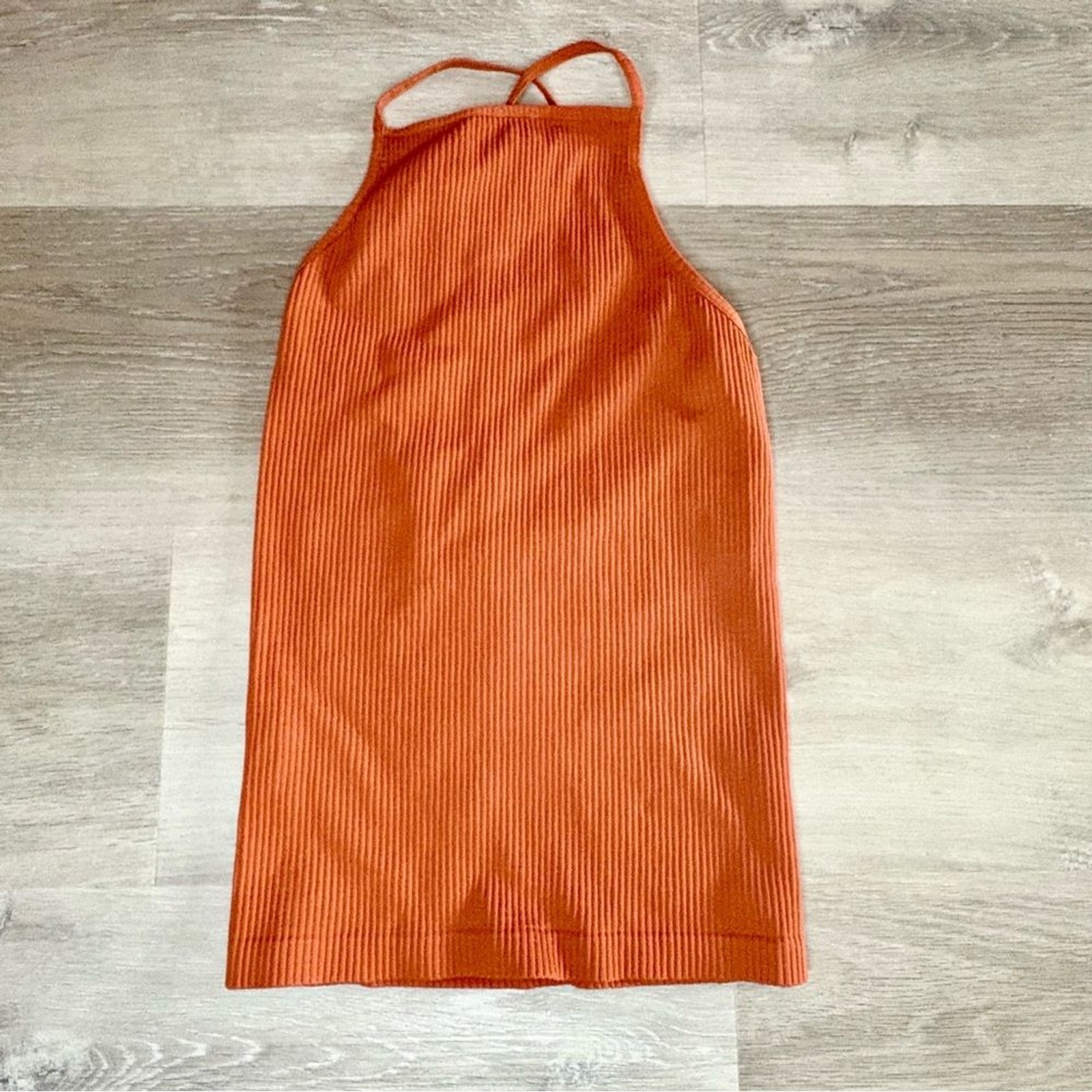 Free People Intimately Mmkay Ribbed High Neck Tank Cross Back Orange Size M/L