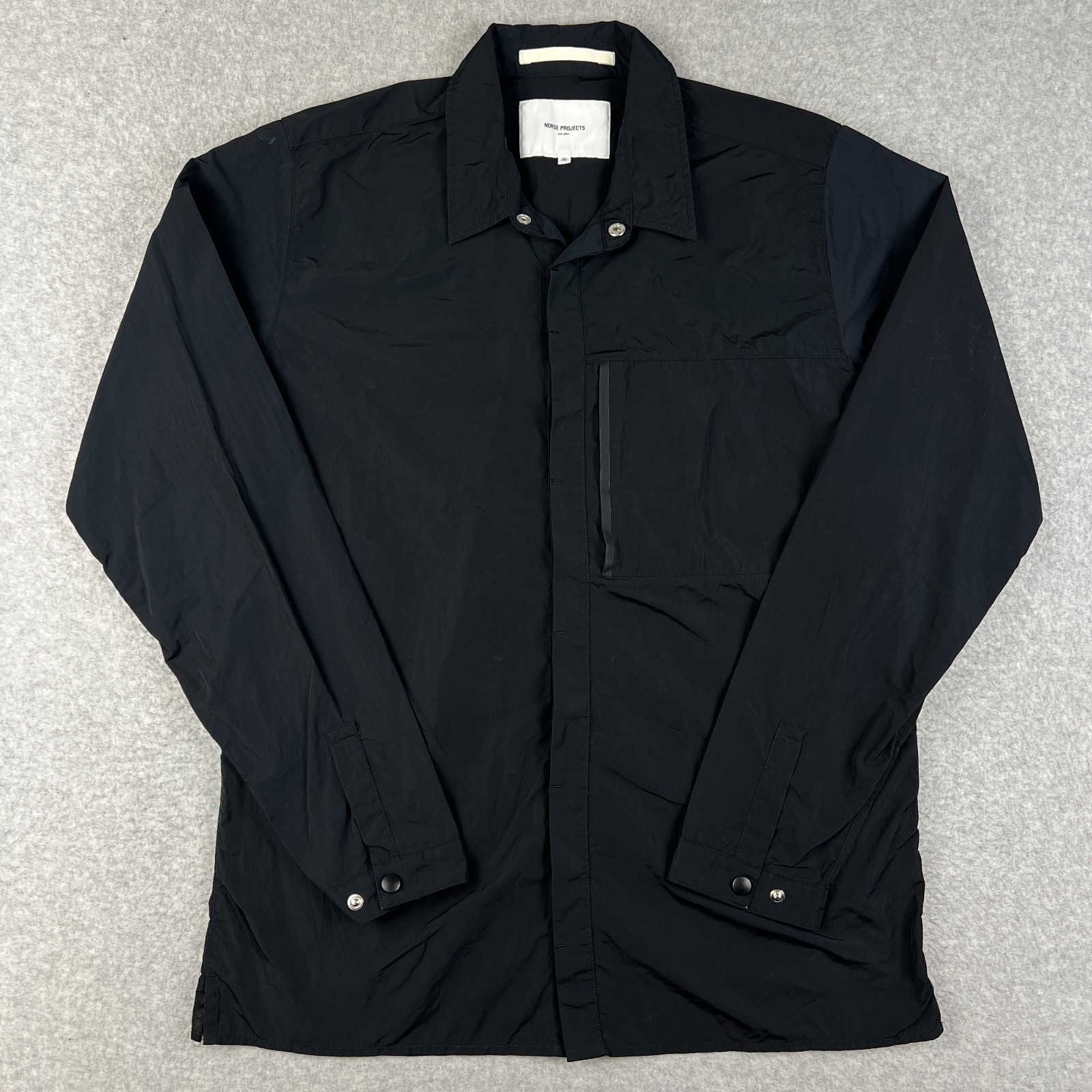 Norse Projects Bendt Light Jacket Snap Button XL Mens Black Windbreaker