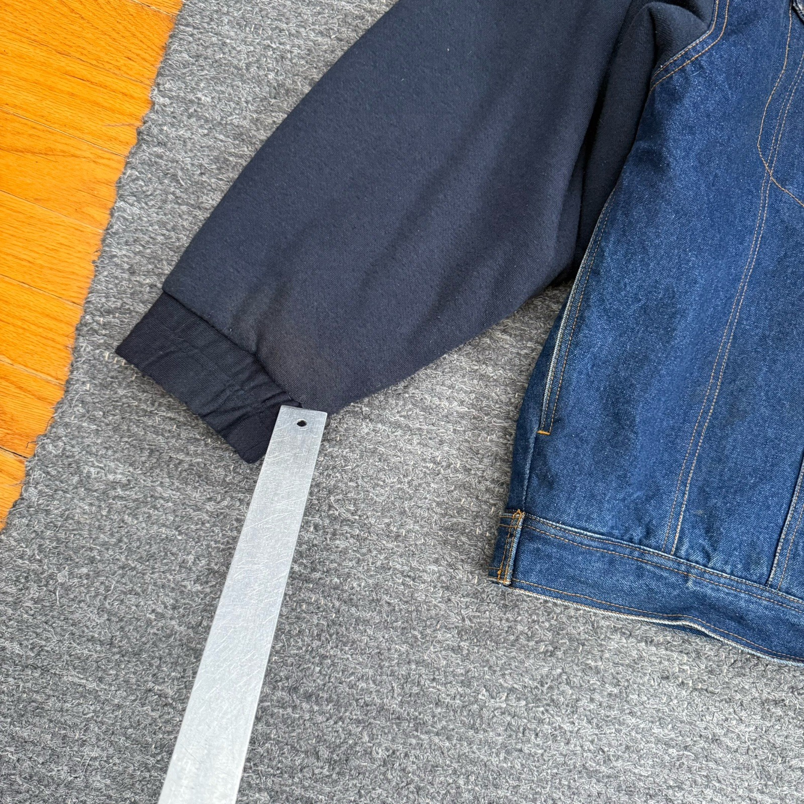 Sukoda Denim Jacket Men 1XB Hoodie Workwear 90s Hip Hop Grunge Jean Heavy Twofer