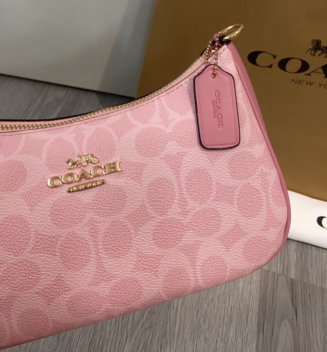 COACH Teri Shoulder Bag In Signature Canvas Crossbody Handbag CV933 Dusty Pink