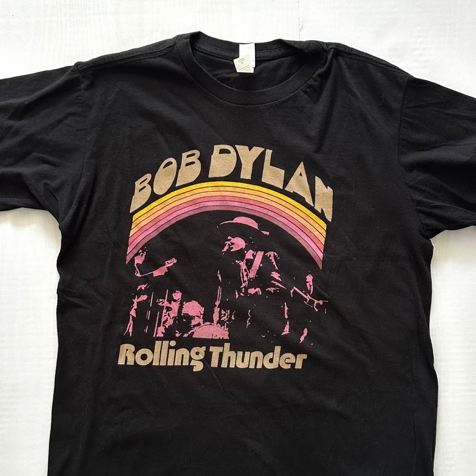 Bob Dylan Rolling Thunder Revue 1975 Graphic T-Shirt Black Sz M Summer Concert