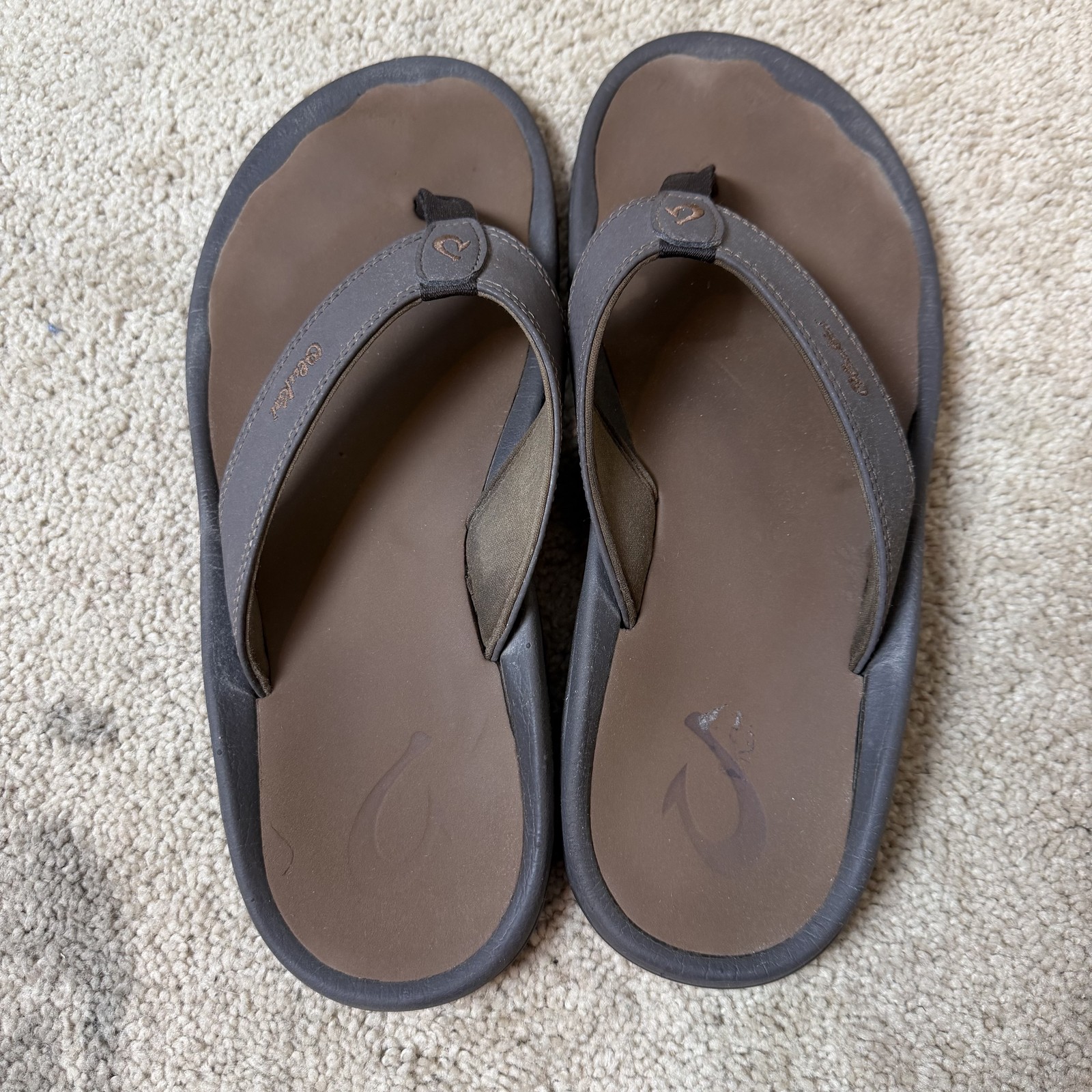 Olukai Ohana Men’s US M 11 Dark Brown Synthetic Rubber Flip Flops Sandals