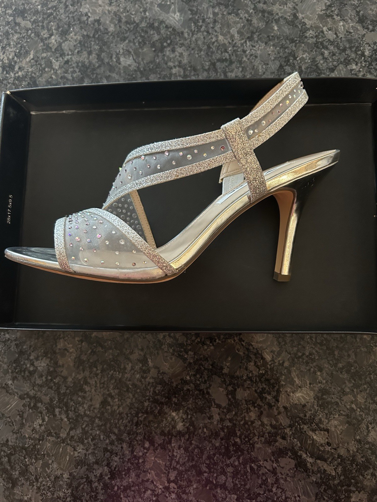 Nina Valeda YM Silver Iridescent Sparkle Slingback Open Toe Women’s 8M