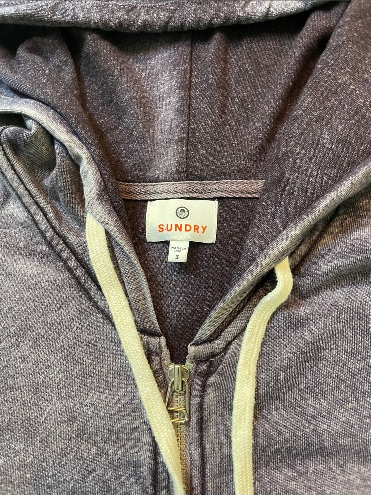 Sundry Zip-Up Hoodie in Heathered Purple Sz 3 Large