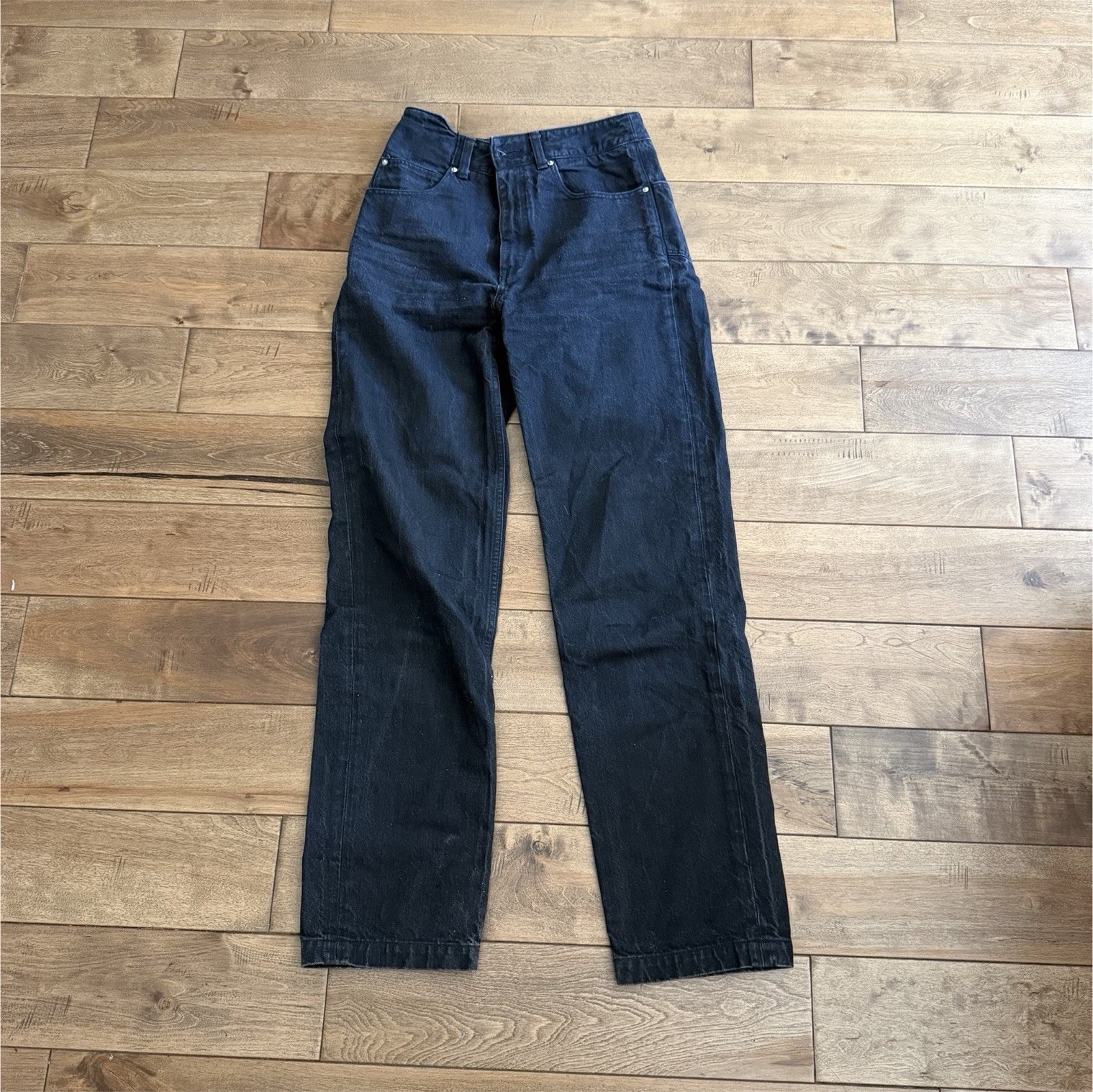 Commission Black Dark Wash Straight Jeans Regular Fit Mid Rise