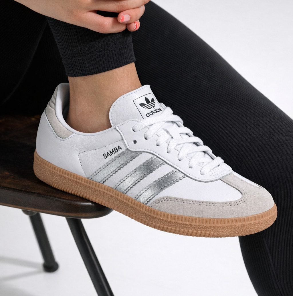 Adidas Samba OG White Silver Metallic Grey JI2725 Women’s Size New