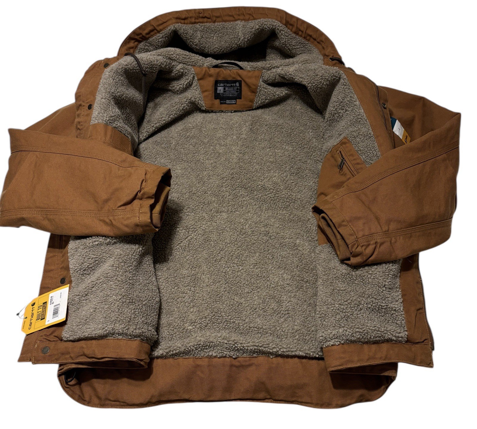 Carhartt Washed Duck Sherpa-Lined Brown Utility Jacket Men’s Size L NWT
