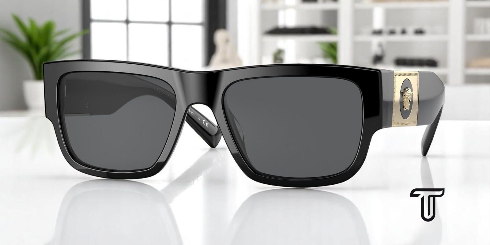 VERSACE VE4406 GB1 87 Black Dark Grey 56 mm Men’s Sunglasses