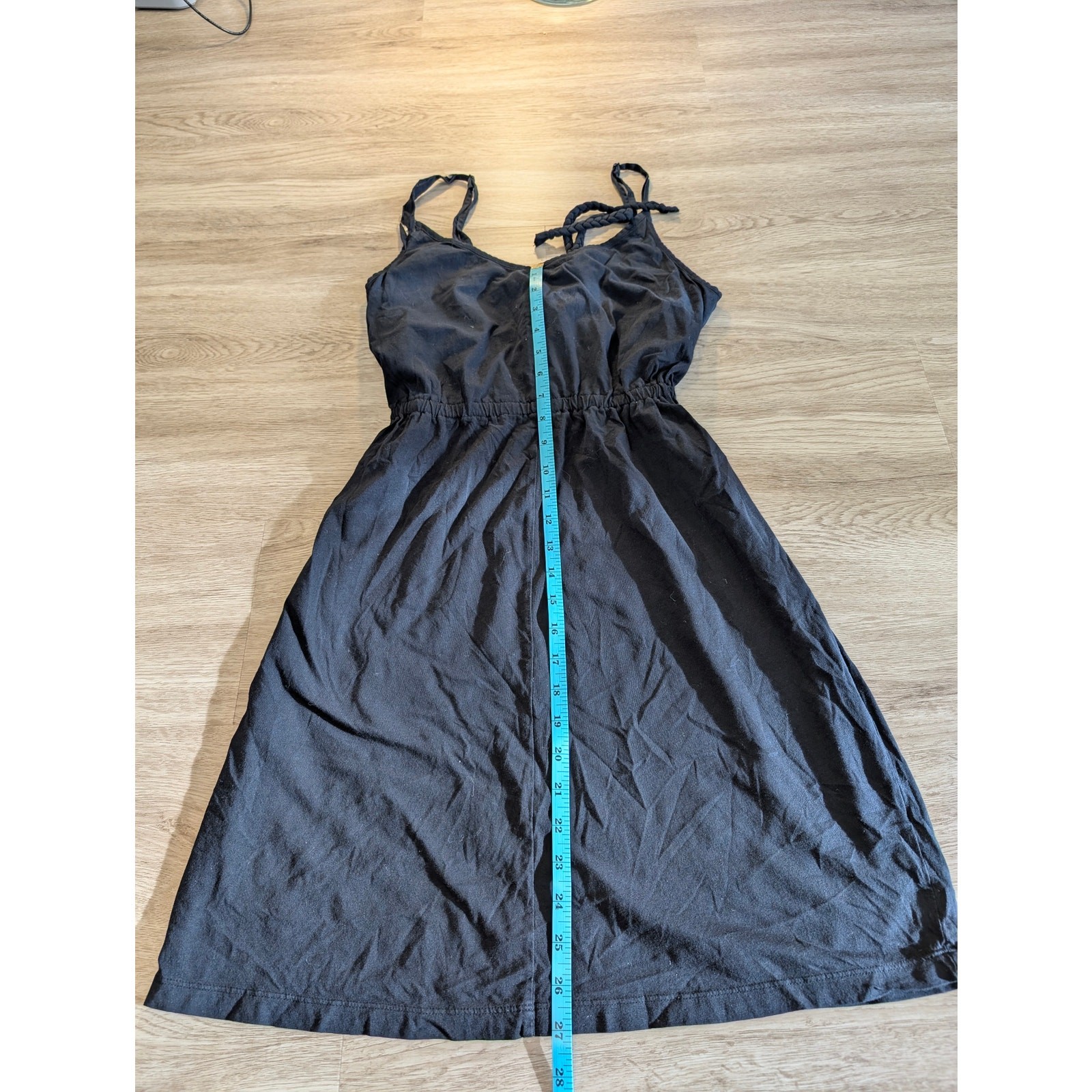 Bobi Los Angeles Black Sundress Womens Medium M Strappy Braided Knit Tank Dress