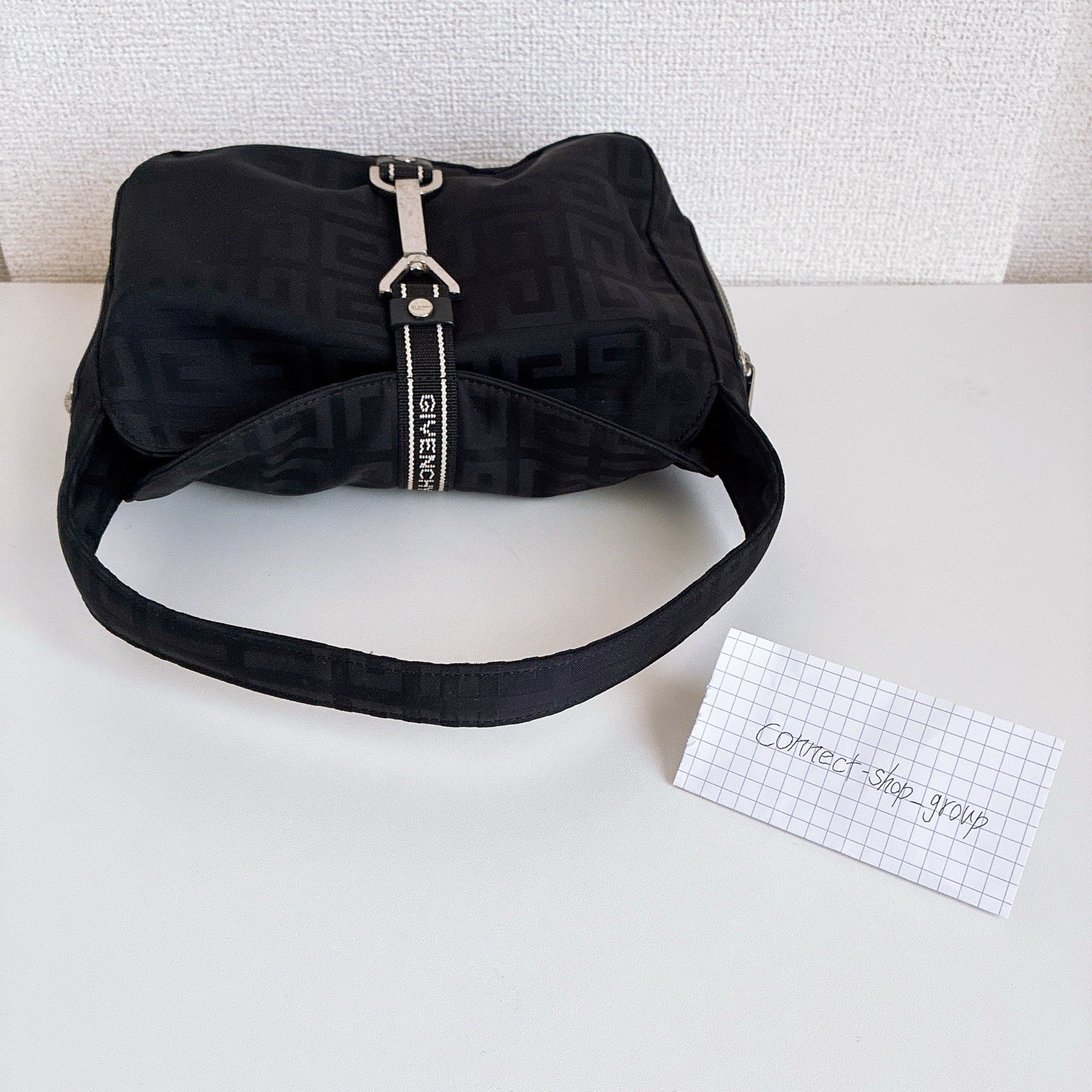 Givenchy 4G Monogram Black Canvas Nylon One Shoulder Bag Handbag Purse Vintage